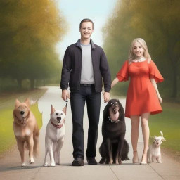 ai generated image of a dog family and a human family sharing a joyful moment together in a classic anime style with vibrant expressions detailed characters and warm cinematic lighting download 31