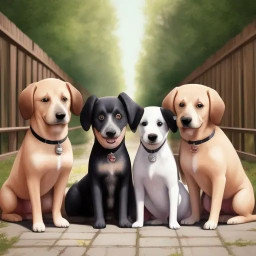 ai generated image of a happy dog family with vibrant fur expressive eyes and playful poses in a classic anime style featuring detailed backgrounds and cinematic lighting download 30